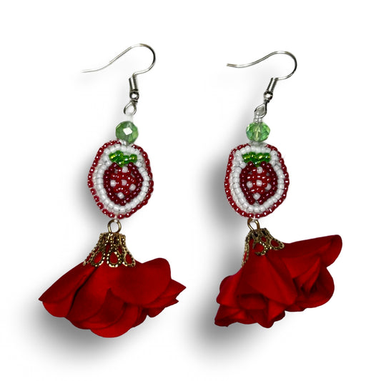 WCD Beaded Strawberry Earrings