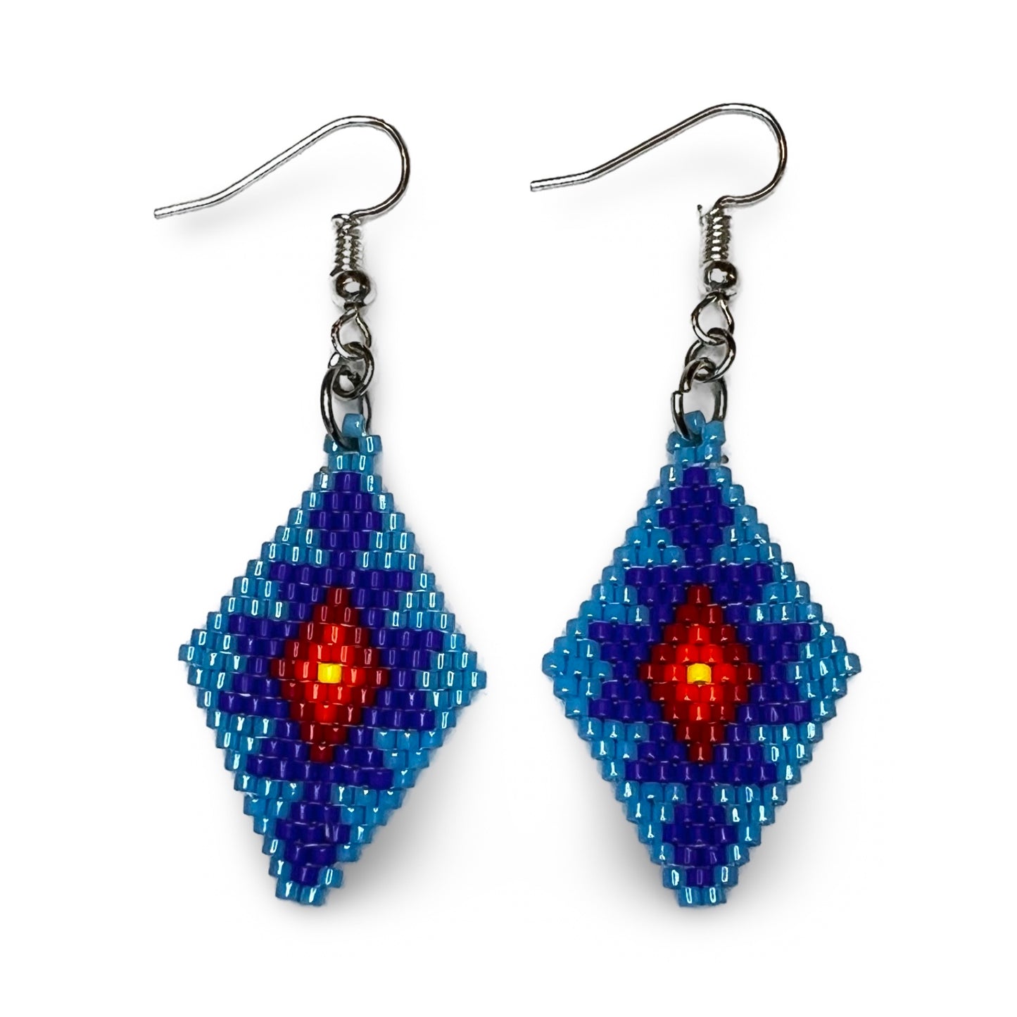 EL Mini Blue Brick Stitch Earrings