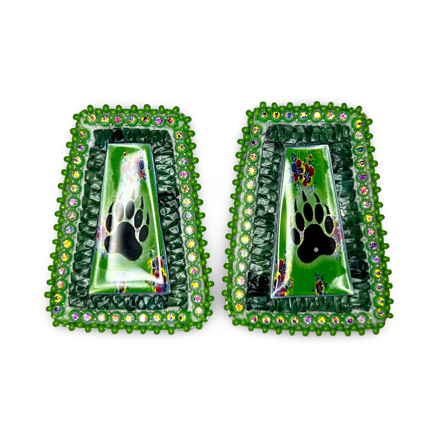 LLI Green Bead & Quill Earrings