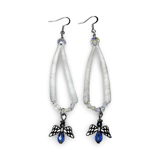 MH Angel Charm Dentalium Earrings