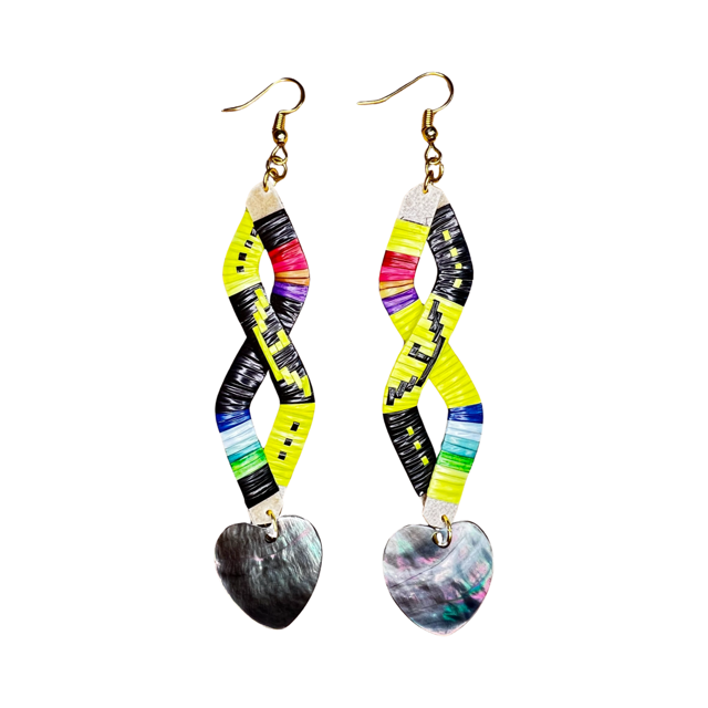 ARC Double Wave Quill Earrings w/charm