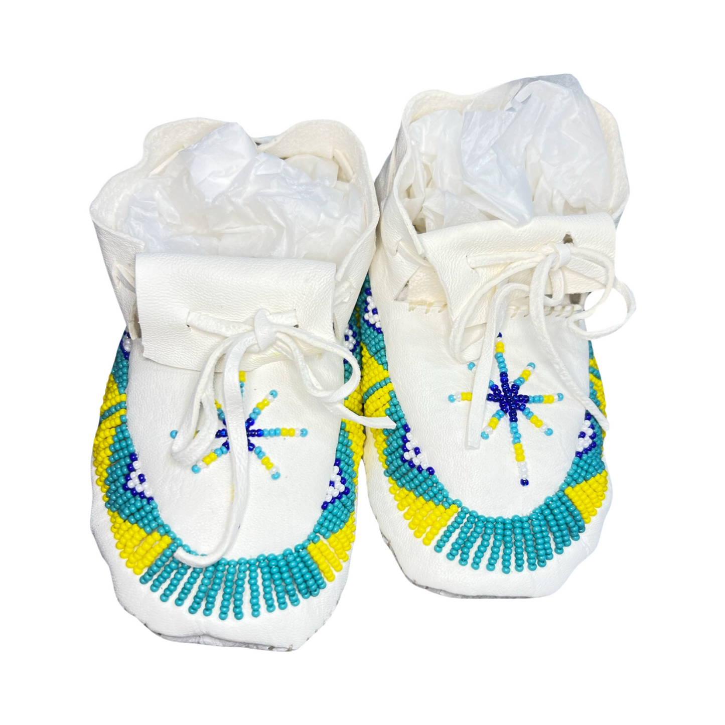 TRF Toddler Moccasins Turquoise/Yellow