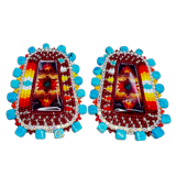 BBB Geometric Maroon Earrings