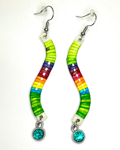 JRC Quill Wavy Earring W/ Crystal Charm