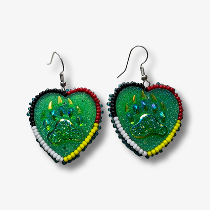 WR Glitter Bearpaw Cab Earrings