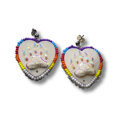 WR Glitter Bearpaw Cab Earrings