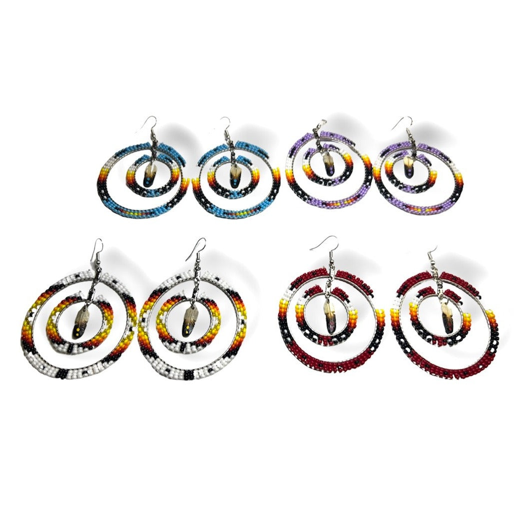 GWM Beaded Double Hoop Antler Earrings