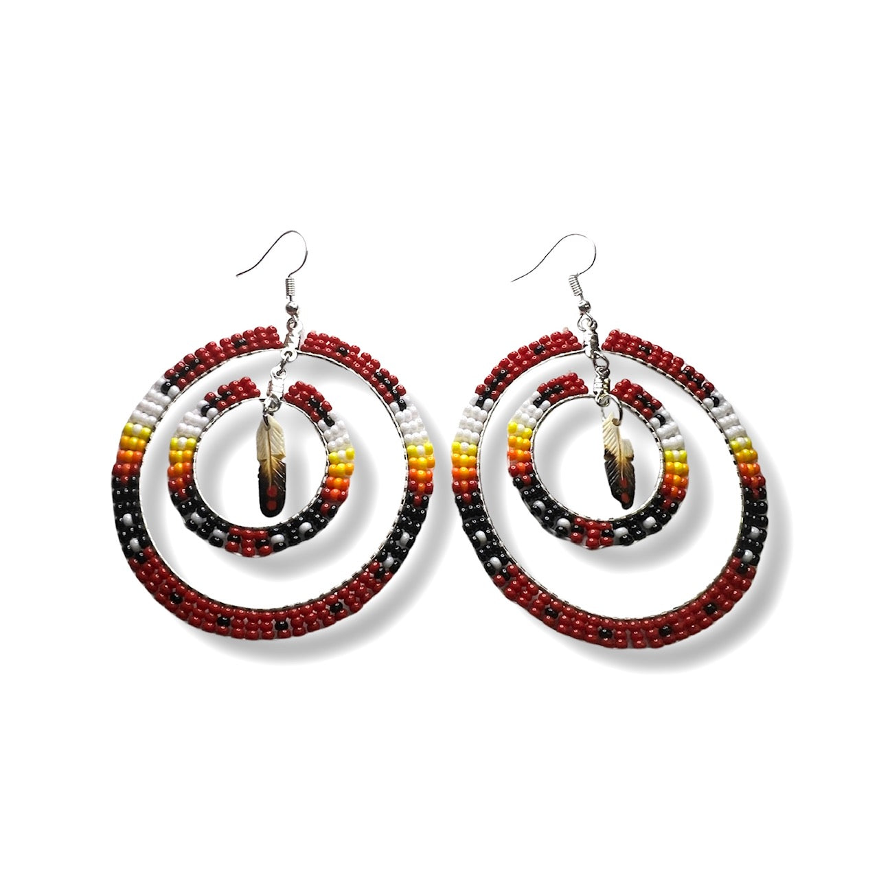 GWM Beaded Double Hoop Antler Earrings