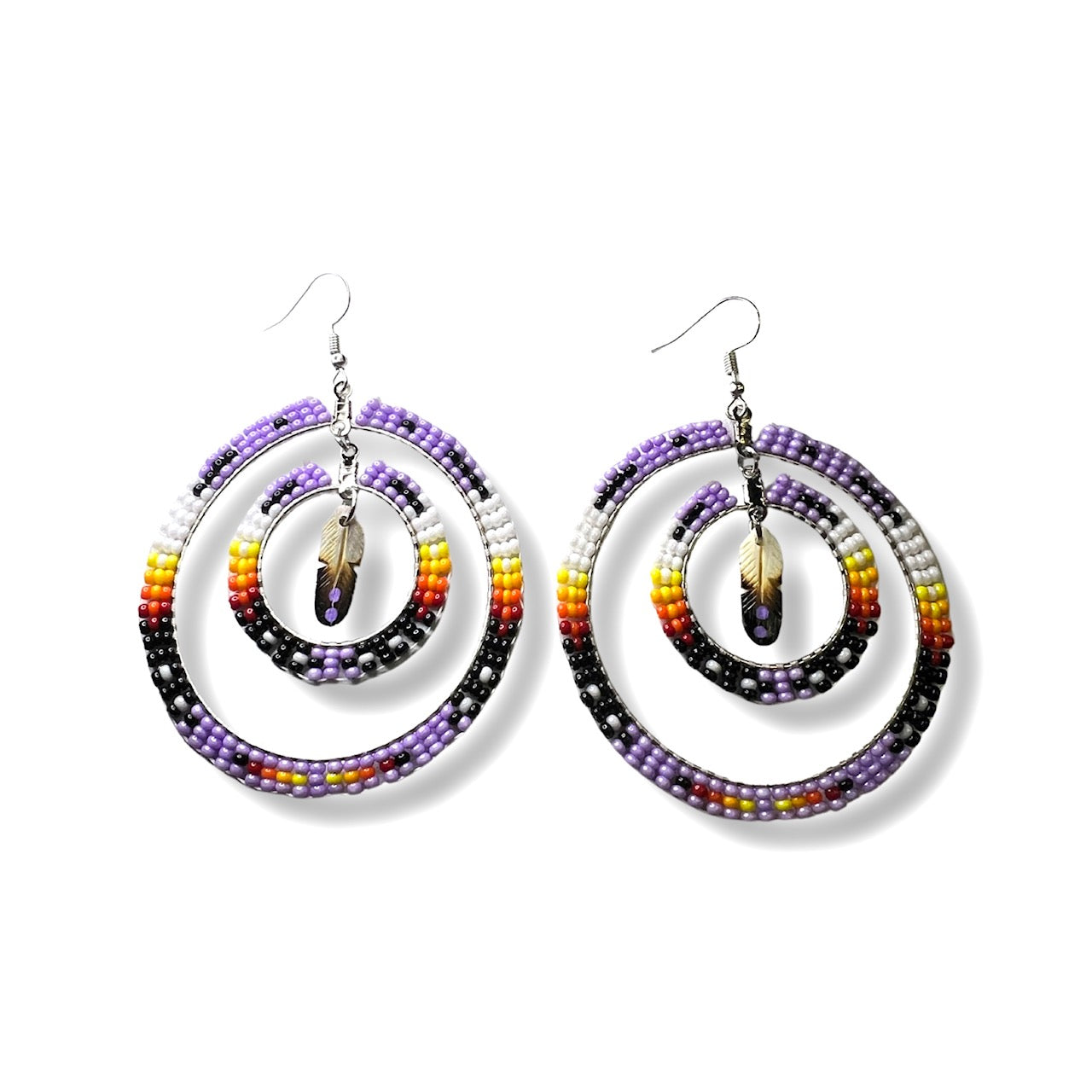 GWM Beaded Double Hoop Antler Earrings