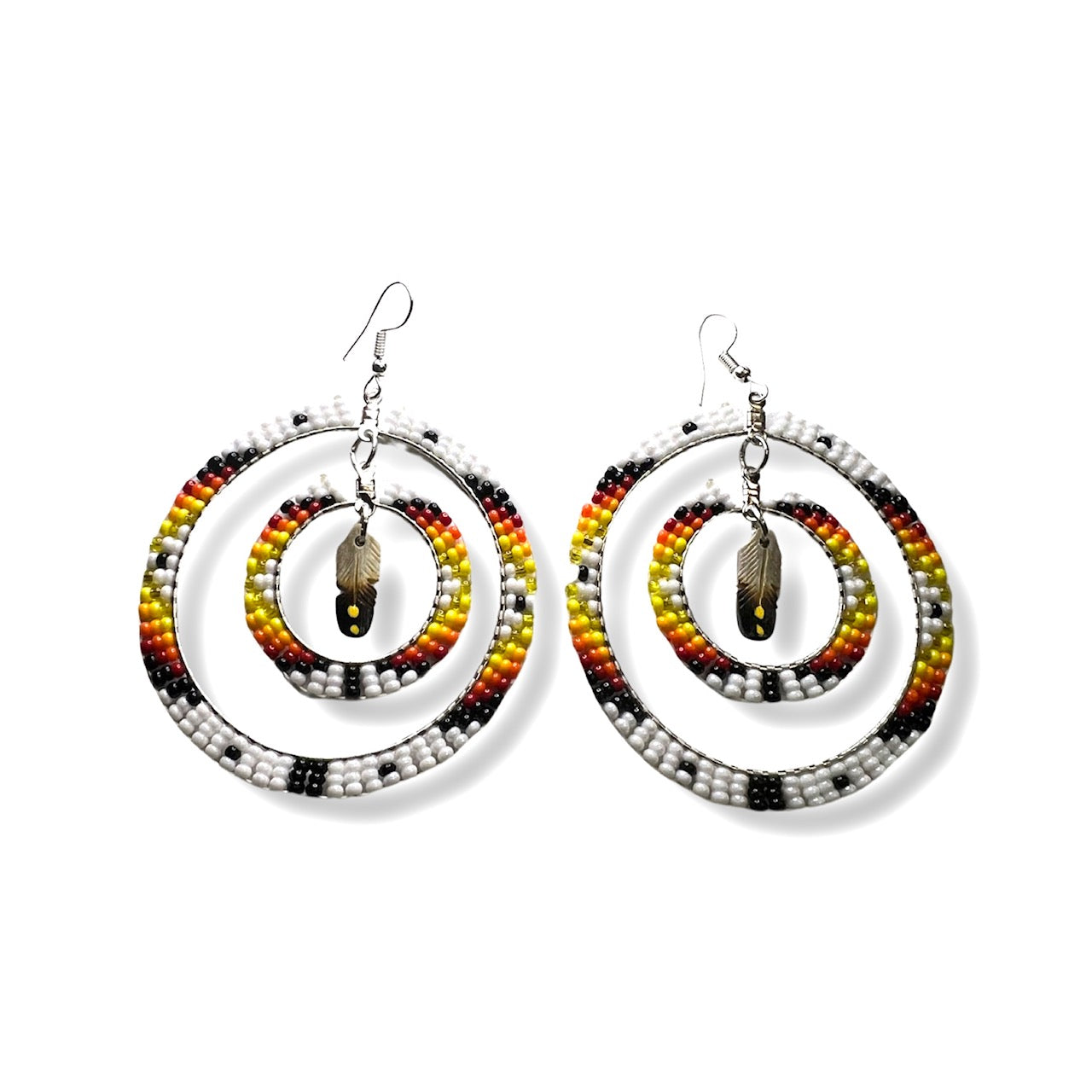 GWM Beaded Double Hoop Antler Earrings