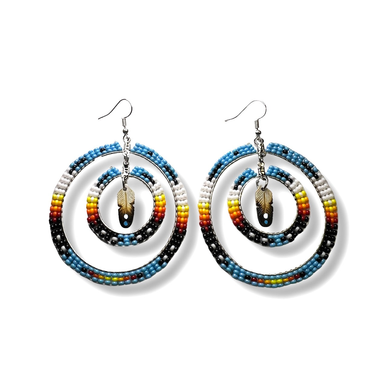 GWM Beaded Double Hoop Antler Earrings