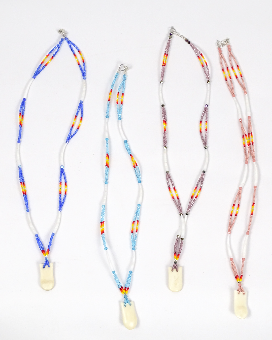 IREH Beaded Elk Tooth and Dentalium Necklace