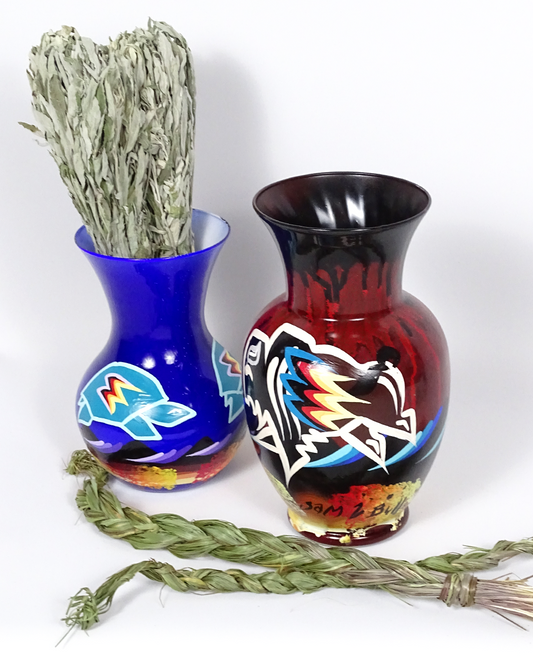 STB Painted Glass Vases