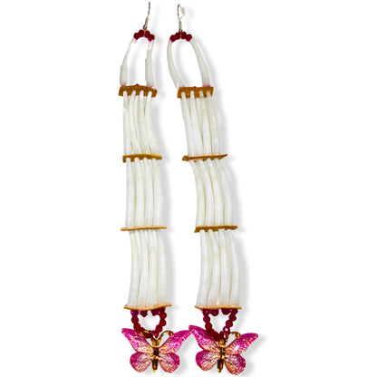 SBE 8 1/2" 3 Row Dentalium Earrings
